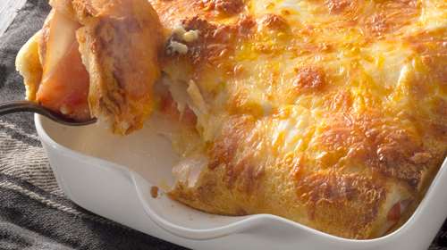 Σουφλέ με Πιπεριές, Ντομάτες και Μπέικον