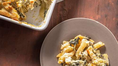 Σουφλέ με Βλίτα και Χοντρό Μακαρόνι