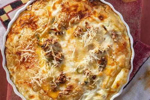 Σουφλέ με Πράσο, Κατσικίσιο Τυρί και Καρύδι