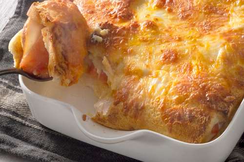 Σουφλέ με Πιπεριές, Ντομάτες και Μπέικον