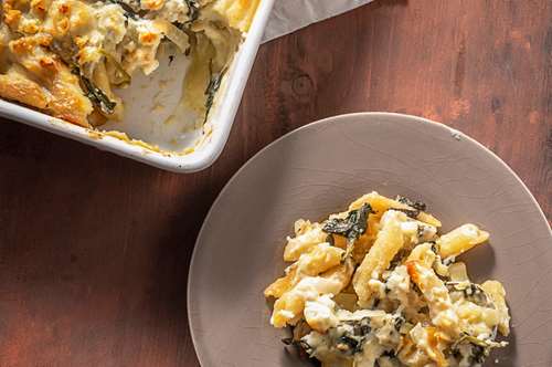 Σουφλέ με Βλίτα και Χοντρό Μακαρόνι