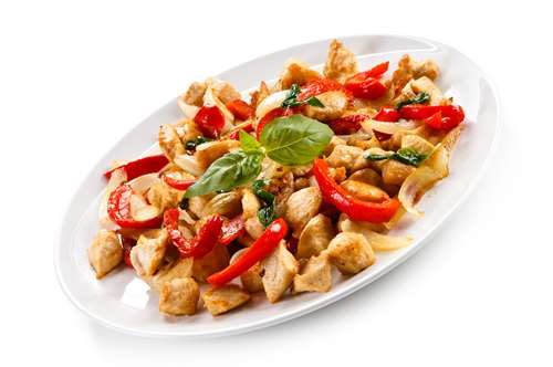 Τηγανιά με Κοτόπουλο, Πιπεριές και Γραβιέρα