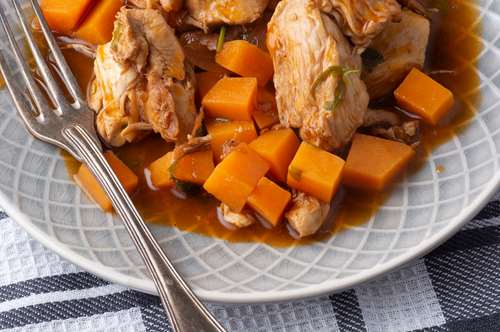 Κοτόπουλο με Χυμό από Ρόδι και Γλυκοπατάτα