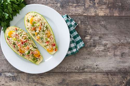 Koλοκυθάκια Γεμιστά με Τραχανά και Μελιτζάνες