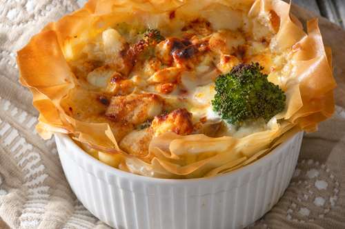 Σουφλέ με Μπρόκολο, Πιπεριά και Καπνιστή Γαλοπούλα