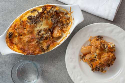 Μουσακάς με Φασόλια Γίγαντες