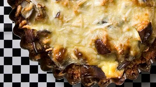 Τάρτα Μελιτζάνα με Καπνιστό Τυρί