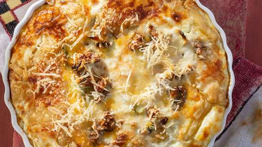 Σουφλέ με Πράσο, Κατσικίσιο Τυρί και Καρύδι