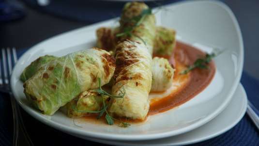 Λαχανοντολμάδες με Γαρίδες