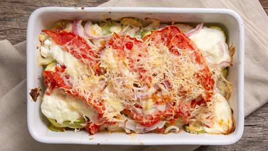 Σουφλέ με Ψητά Λαχανικά, Παρμεζάνα και Βασιλικό