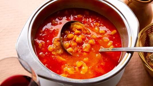 Κοκκινιστή Ρεβιθόσουπα με Ρύζι