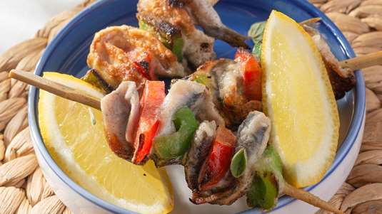 Γαύρος Σουβλάκι με Πιπεριές