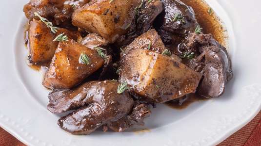 Συκωτάκια Κοτόπουλου με Κυδώνια