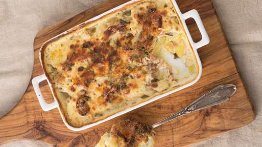 Πατάτες Ογκρατέν με Μανιτάρια και Μπέικον