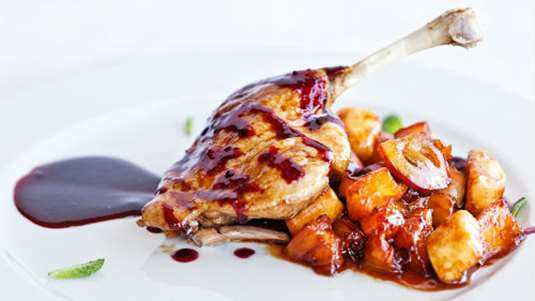 Κοτόπουλο με γλάσο ροδιού