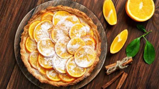 Τάρτα με φρέσκο τυρί, πορτοκάλι και τζίντζερ 