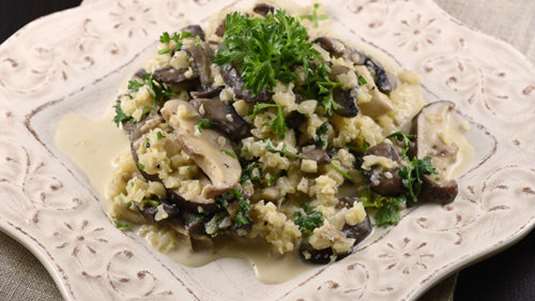 Τιμπάλ με ρύζι και μανιτάρια
