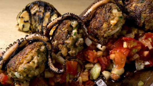 Μυρωδάτοι χταποδοκεφτέδες με λαδολέμονο μαστίχας και σιναπιού (του σεφ Νίκου Φωτιάδη)