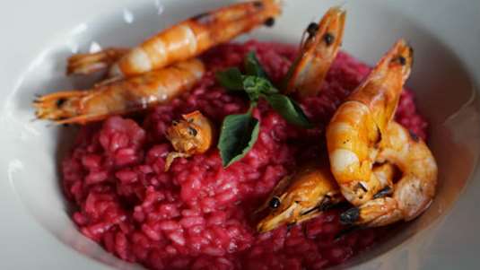 Φουξ (φούξια) ριζότο με γαρίδες