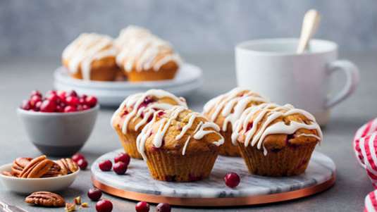 Μάφινς με κράνμπερι και πέκαν