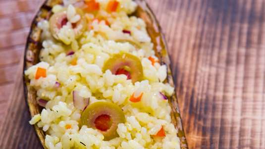 Ρύζι σε Φωλιά Μελιτζάνας