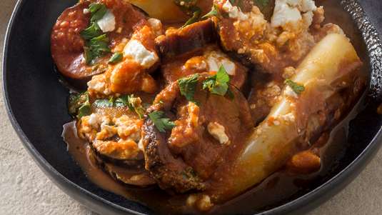 Μελιζάνες Gratin με Ανθότυρο και Κατίκι