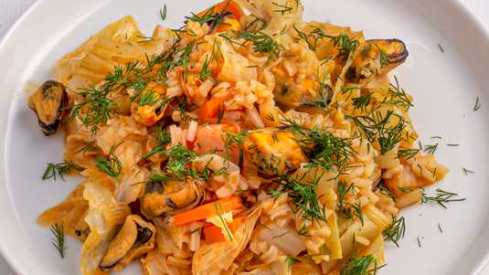 Λαχανόρυζο με Μύδια