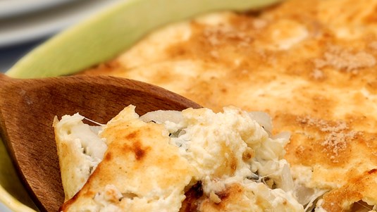 Πράσα με Καπνιστό Τυρί Ογκρατέν