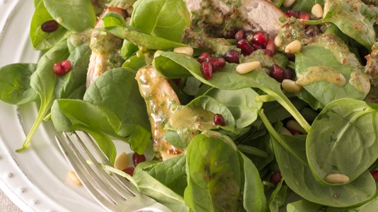 Σαλάτα με Σπανάκι, Κοτόπουλο και Ρόδι