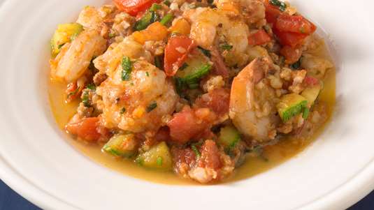 Σαγανάκι με Πεσκανδρίτσα και Γαρίδες