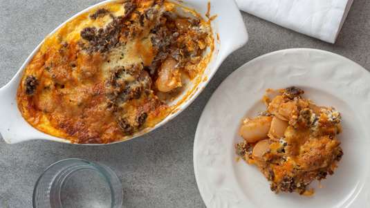 Μουσακάς με Φασόλια Γίγαντες