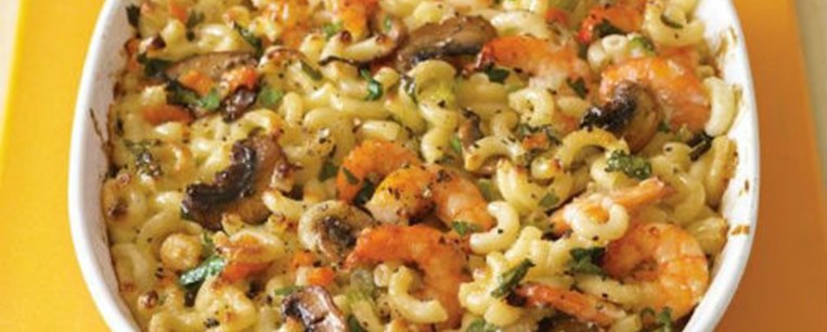 Mac ‘n Cheese με γαρίδες και μανιτάρια