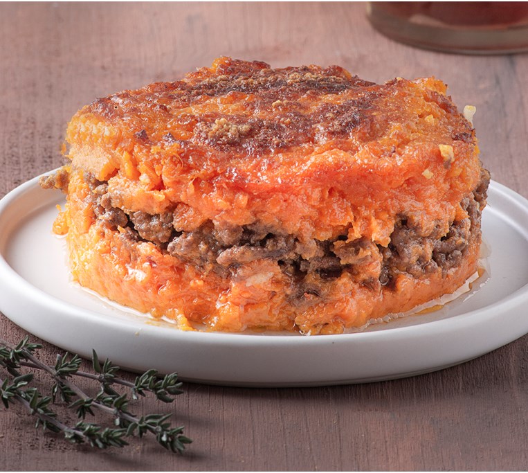 ΠΑΣΤΙΤΣΙΟ ΜΕ ΓΛΥΚΟΠΑΤΑΤΑ ΚΑΙ ΚΙΜΑ